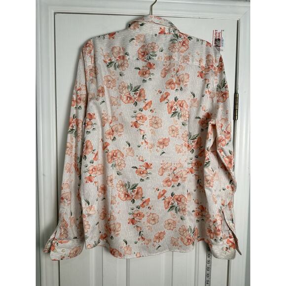 Chaps No Iron Women's 100% Cotton Floral Long Sleeve Button-up Shirt Size XXL 2x - Picture 9 of 12
